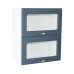 Corp superior vitrina 60 cu 2 usi orizontale Zebra MDF albastru drept